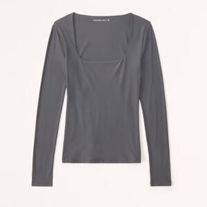 Abercrombie Gray Long Sleeve Soft Matte Seamless Top